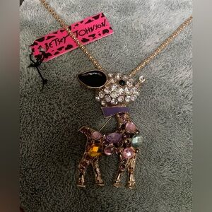 Betsy Johnson Reindeer Necklace/Pin